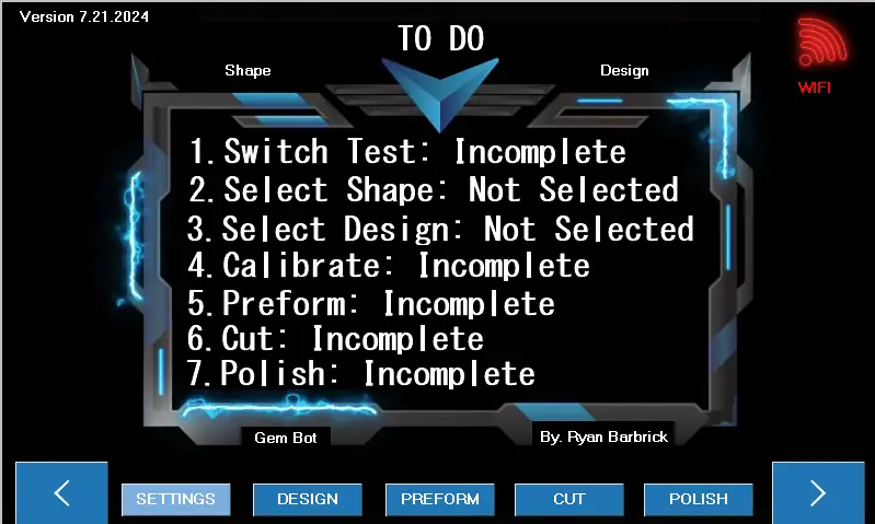 Gem Bot touch screen — manual page 9
